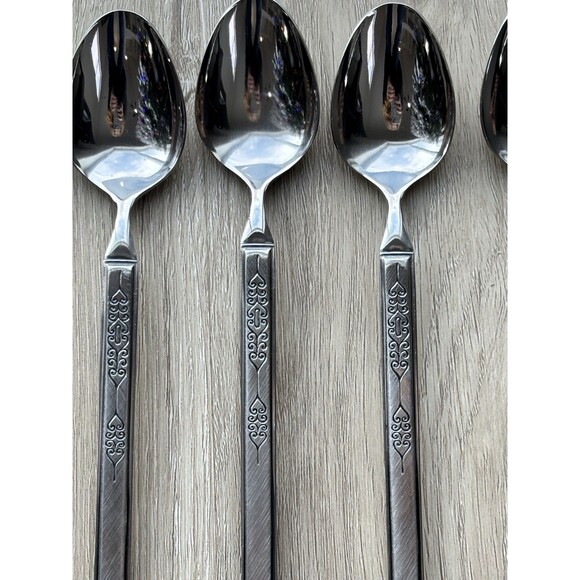 Vintage Salem Stainless Scrolls Iced Tea Spoons 7.5" Set of 8 Japan MCM Rare - Picture 11 of 14